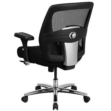 Emma and Oliver 24/7 500 lb. Big & Tall Black Mesh Ratchet Back Swivel Ergonomic Office Chair