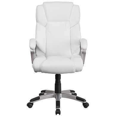 Emma and Oliver Mid-Back Black LeatherSoft Executive Swivel Office Chair with Padded Arms
