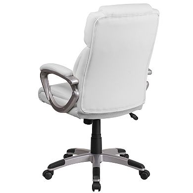 Emma and Oliver Mid-Back Black LeatherSoft Executive Swivel Office Chair with Padded Arms