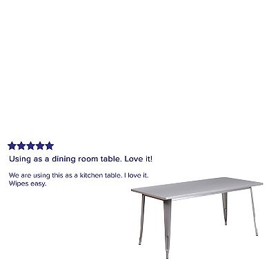 Emma and Oliver Commercial Grade 31.5" x 63" Rectangular Silver Metal Indoor-Outdoor Table