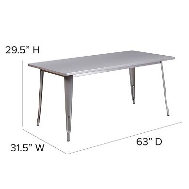 Emma and Oliver Commercial Grade 31.5" x 63" Rectangular Silver Metal Indoor-Outdoor Table