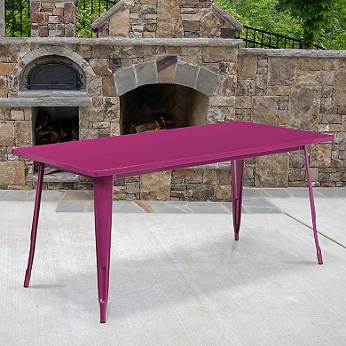Emma and Oliver Commercial Grade 31.5" x 63" Rectangular Silver Metal Indoor-Outdoor Table