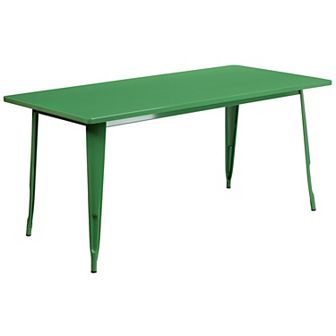 Emma and Oliver Commercial Grade 31.5" x 63" Rectangular Silver Metal Indoor-Outdoor Table