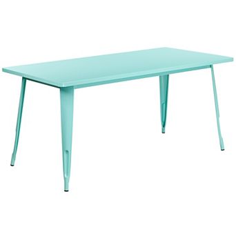Emma and Oliver Commercial Grade 31.5" x 63" Rectangular Silver Metal Indoor-Outdoor Table