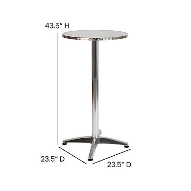 Emma and Oliver Indoor/Outdoor 23.5"H Aluminum Round Bar Height Table with Cross Base