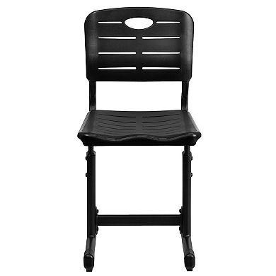 Emma and Oliver Adjustable Height Black Student Chair with Black Pedestal Frame