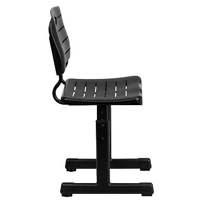 Emma and Oliver Adjustable Height Black Student Chair with Black Pedestal Frame