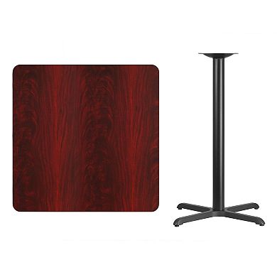 Emma and Oliver 36" Square Mahogany Laminate Bar Table Top-30"x30" Base