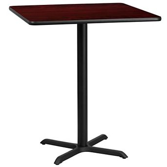 Emma and Oliver 36" Square Mahogany Laminate Bar Table Top-30"x30" Base