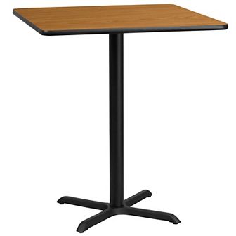 Emma and Oliver 36" Square Mahogany Laminate Bar Table Top-30"x30" Base