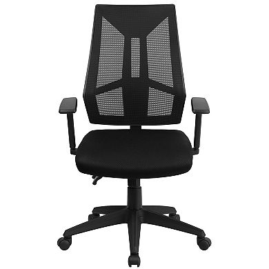 Emma and Oliver High Back Black Mesh Multifunction Ergonomic Task Office Chair with Arms