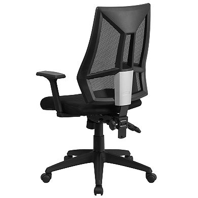 Emma and Oliver High Back Black Mesh Multifunction Ergonomic Task Office Chair with Arms