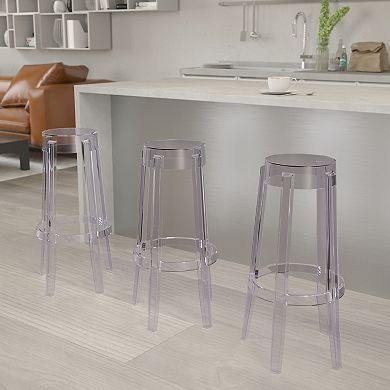 Emma and Oliver 29.75"H Transparent Barstool