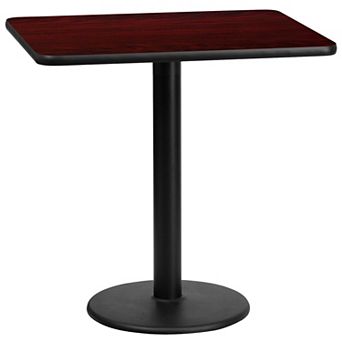Emma and Oliver 24"x30" Rectangular Walnut Laminate Table Top with 18"RD Base