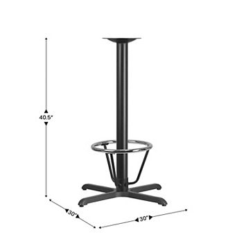 Emma and Oliver 30" x 30" Restaurant Table X-Base with 3" Dia. Bar Height Column & Foot Ring