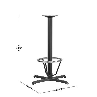 Emma and Oliver 30" x 30" Restaurant Table X-Base with 3" Dia. Bar Height Column & Foot Ring