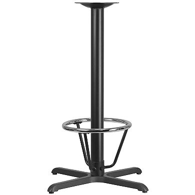 Emma and Oliver 30" x 30" Restaurant Table X-Base with 3" Dia. Bar Height Column & Foot Ring