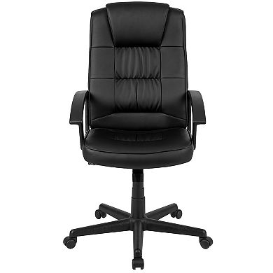 Emma and Oliver High Back Black LeatherSoft Task Chair with Arms - Desk Chair, BIFMA Certified