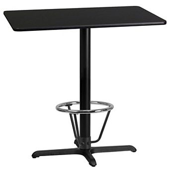 Emma and Oliver 24"x42" Black Laminate Bar Table Top-23.5"x29.5" Base/Foot Ring