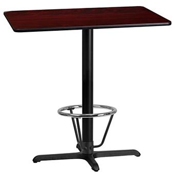 Emma and Oliver 24"x42" Black Laminate Bar Table Top-23.5"x29.5" Base/Foot Ring