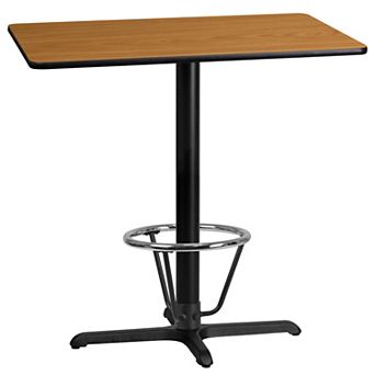 Emma and Oliver 24"x42" Walnut Laminate Bar Table Top-23.5"x29.5" Base/Foot Ring