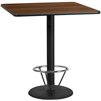 Emma and Oliver 42" Square Mahogany Laminate Bar Table Top-24"RD Base/Foot Ring