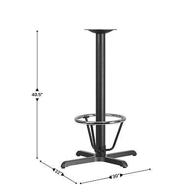 Emma and Oliver 23.5" x 29.5" Restaurant Table X-Base with 3" Dia. Bar Height Column & Foot Ring