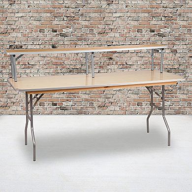 Emma and Oliver 72" x 12" x 12" Birchwood Bar Top Riser with Silver Legs