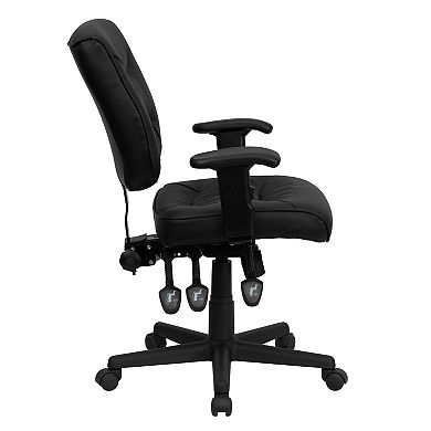 Emma and Oliver Mid-Back Black LeatherSoft Multifunction Ergonomic Task Office Chair w/ Arms