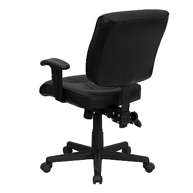 Emma and Oliver Mid-Back Black LeatherSoft Multifunction Ergonomic Task Office Chair w/ Arms
