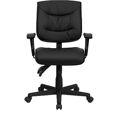 Emma and Oliver Mid-Back Black LeatherSoft Multifunction Ergonomic Task Office Chair w/ Arms