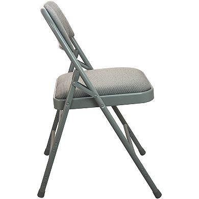 Emma and Oliver Grey Padded Metal Folding Chair - Grey 1-in Fabric Seat