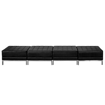 Emma and Oliver Black LeatherSoft Four Seat Bench