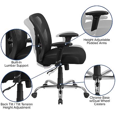 Emma and Oliver Big & Tall Office Chair Adjustable Height Mesh Swivel Office Chair with Wheels
