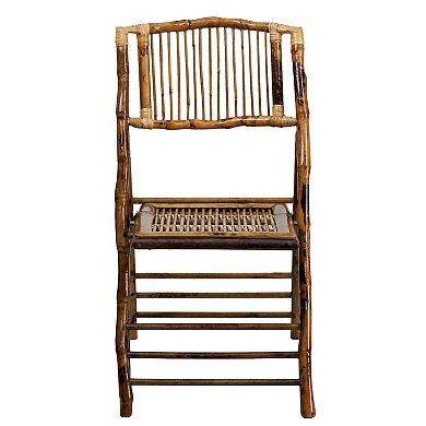 Emma and Oliver 2 Pack Commercial Event Party Rental Rattan Folding Chair