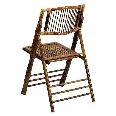 Emma and Oliver 2 Pack Commercial Event Party Rental Rattan Folding Chair