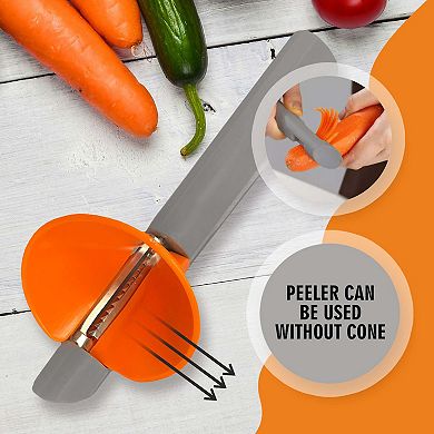 Cheer Collection Handheld Vegetable Peeler and Spiralizer with Stainless Steel Blades and Easy Grip