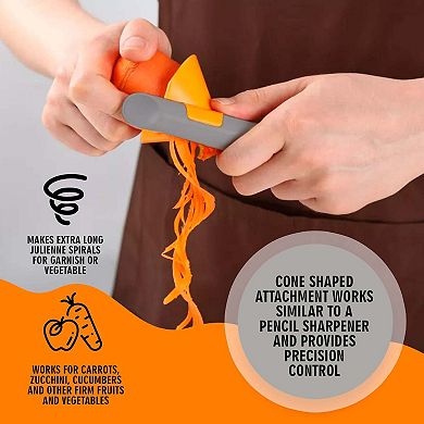Cheer Collection Handheld Vegetable Peeler and Spiralizer with Stainless Steel Blades and Easy Grip