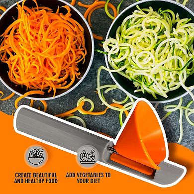 Cheer Collection Handheld Vegetable Peeler and Spiralizer with Stainless Steel Blades and Easy Grip