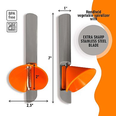 Cheer Collection Handheld Vegetable Peeler and Spiralizer with Stainless Steel Blades and Easy Grip