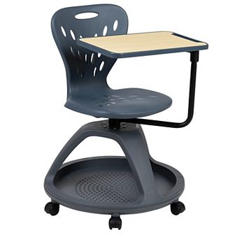 Emma and Oliver Mobile Desk Chair - 360° Tablet Rotation and Storage Cubby