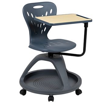 Emma and Oliver Mobile Desk Chair - 360° Tablet Rotation and Storage Cubby