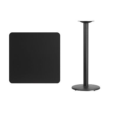 Emma and Oliver 30" Square Black Laminate Bar Table Top-18"RD Base