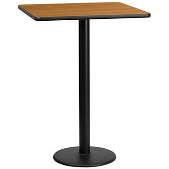 Emma and Oliver 30" Square Black Laminate Bar Table Top-18"RD Base