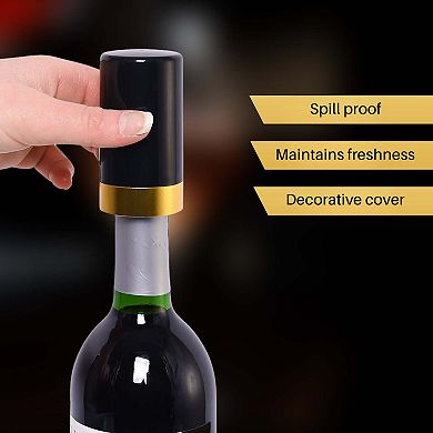 Cheer Collection Automatic Vacuum Wine Bottle Stopper, Vacuum Wine Preserver, Battery Operated Wine Saver with Intelligent LED Display to Keep Wine Fresh