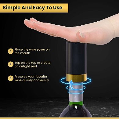 Cheer Collection Automatic Vacuum Wine Bottle Stopper, Vacuum Wine Preserver, Battery Operated Wine Saver with Intelligent LED Display to Keep Wine Fresh