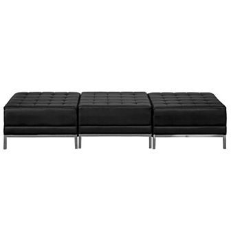 Emma and Oliver Black LeatherSoft Three Seat Bench
