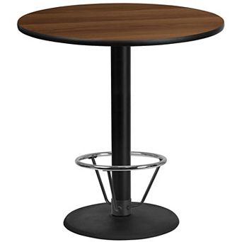 Emma and Oliver 42"RD Walnut Laminate Bar Table Top-24"RD Base/Foot Ring