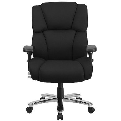 Emma and Oliver 24/7 400 lb. High Back Black Tufted Fabric Ergonomic Office Chair, Lumbar Knob