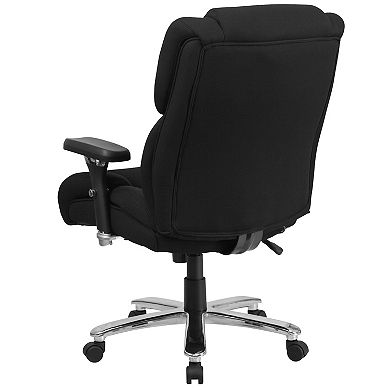 Emma and Oliver 24/7 400 lb. High Back Black Tufted Fabric Ergonomic Office Chair, Lumbar Knob